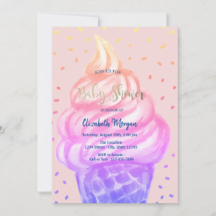 Invitation Crème glacée cool Cone Baby shower rose