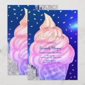 Invitation Crème glacée cool Cone Royal Blue Baby shower (Devant / Derrière)
