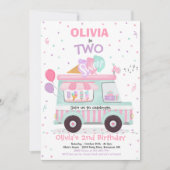 Invitation Crème glacée deux doux 2e anniversaire Crème glacé (Devant)