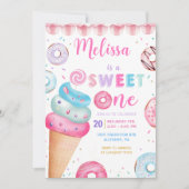 Invitation Crème glacée Donut Sweet Un 1er anniversaire Invit (Devant)