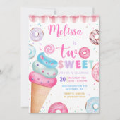 Invitation Crème glacée Donut Two Sweet 2ème anniversaire Inv (Devant)