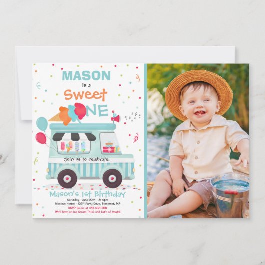 Invitation Crème glacée Douce Anniversaire Crème glacée Invit (Devant)