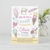 Invitation Crème glacée Douce Célébration Anniversaire Fête N (Debout devant)