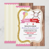 Invitation Crème glacée et baseball Joint Boy Girl Anniversai (Devant / Derrière)