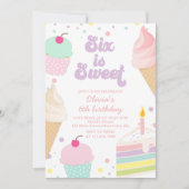 Invitation Crème glacée et gâteau 6e anniversaire (Devant)