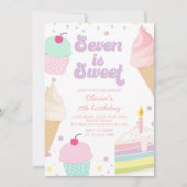 Invitation Crème glacée et gâteau 7e anniversaire (Devant)