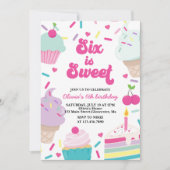Invitation Crème glacée et gâteau Six est doux 6e anniversair (Devant)