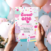 Invitation Crème glacée et gâteau sucré Un 1er anniversaire