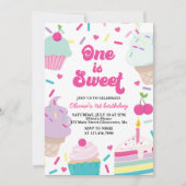 Invitation Crème glacée et gâteau un est doux 1er anniversair (Devant)