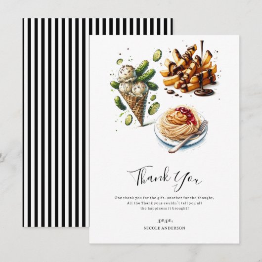 Invitation Crème glacée et sachets Bizarres Merci (Devant / Derrière)