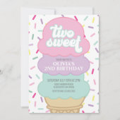 Invitation Crème glacée et saupoudrer deux douces 2e annivers (Devant)