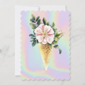 Invitation Crème glacée Fleur Holographique Anniversaire (Dos)
