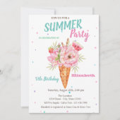Invitation Crème glacée Fleurs Fruits Été Anniversaire (Devant)