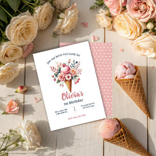 Invitation Crème glacée Floral Berry Cool Fille fête d'annive
