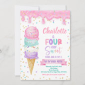 Invitation Crème glacée Fourever Douce 4e anniversaire fête r (Devant)
