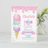 Invitation Crème glacée Fourever Douce 4e anniversaire fête r (Debout devant)