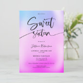 Invitation crème glacée holographique violet girly rose Sweet (Debout devant)
