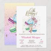 Invitation Crème glacée Macarons Oh Baby Baby shower d'été (Devant / Derrière)