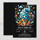 Invitation Crème glacée modifiable mignonne garçon Crème glac (Devant / Derrière)