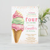 Invitation Crème glacée n'importe quel âge Anniversaire (Debout devant)