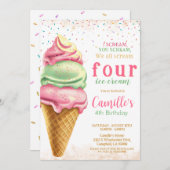 Invitation Crème glacée n'importe quel âge Anniversaire (Devant / Derrière)