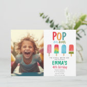 Invitation Crème glacée Piscine Anniversaire Photo Pop On Ove (Debout devant)