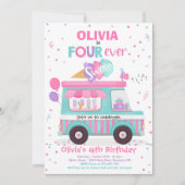 Invitation Crème glacée quatre jamais doux Anniversaire Crème (Devant)