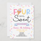Invitation Crème glacée quatre jamais sucré 4e anniversaire f (Devant)