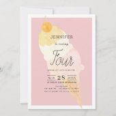 Invitation Crème glacée rose Fille à rayures Anniversaire (Devant)