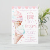 Invitation Crème glacée rose pastel 4e anniversaire (Debout devant)