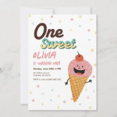 Invitation Crème glacée Scoop Girl 1er anniversaire Invitatio (Devant)
