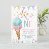 Invitation Crème glacée Scoop Twin Girls Anniversaire (Debout devant)