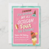 Invitation Crème glacée Scoops Enfants 4e anniversaire Invita (Devant)