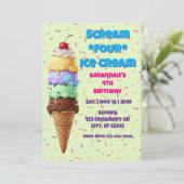 Invitation Crème Glacée Scream FOUR, 4e Anniversaire  (Debout devant)