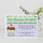 Invitation Crème glacée sociale, violet/vert rayure Sundae (Debout devant)