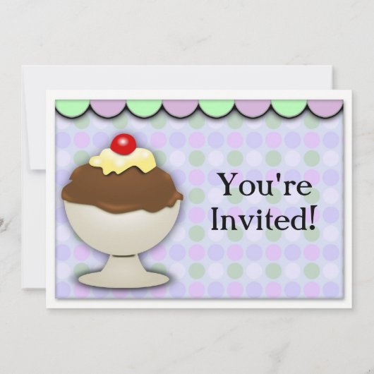 Invitation Crème glacée sociale, violet/vert rayure Sundae (Dos)