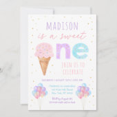 Invitation Crème glacée sucré un premier anniversaire (Devant)