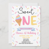 Invitation Crème glacée sucré un premier anniversaire fête (Devant)