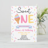Invitation Crème glacée sucré un premier anniversaire fête (Debout devant)