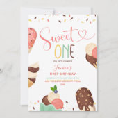 Invitation Crème glacée sucré un premier anniversaire Invitat (Devant)