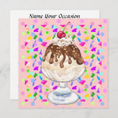 Invitation Crème glacée Sundae (Devant / Derrière)