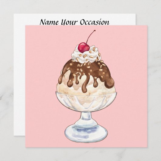 Invitation Crème glacée Sundae (Devant / Derrière)