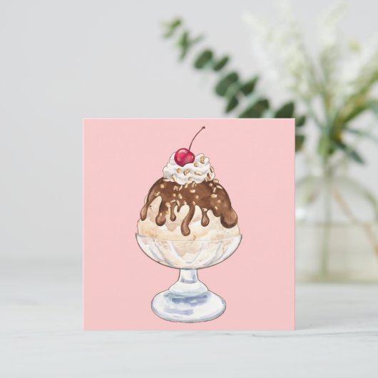 Invitation Crème glacée Sundae (Debout devant)