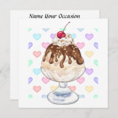 Invitation Crème glacée Sundae (Devant / Derrière)