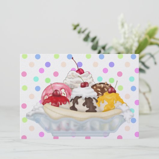 Invitation Crème glacée Sundae (Debout devant)