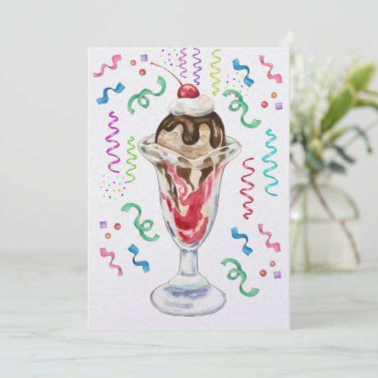 Invitation Crème glacée Sundae (Debout devant)
