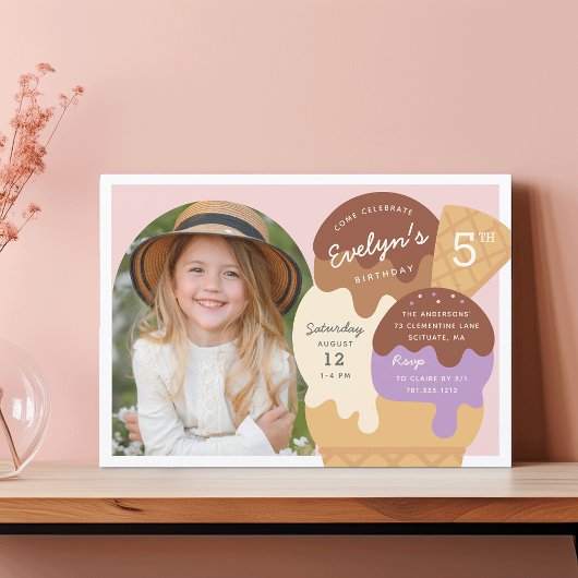 Invitation Crème glacée Sundae Anniversaire de enfant Party P