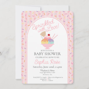 Invitation Crème glacée Sundae Parsemé de Baby shower d'amour