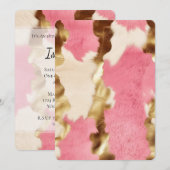 Invitation Crème Glam Or Rose Cowgirl Cuir Véritable Annivers (Devant / Derrière)