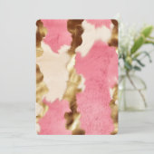 Invitation Crème Glam Or Rose Cowgirl Cuir Véritable Annivers (Debout devant)